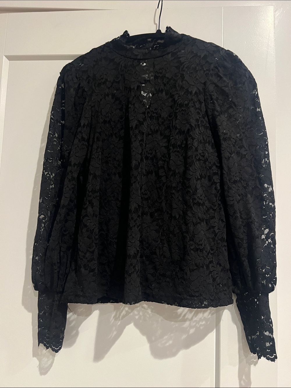 Women's Black Lace High-Neck Blouse